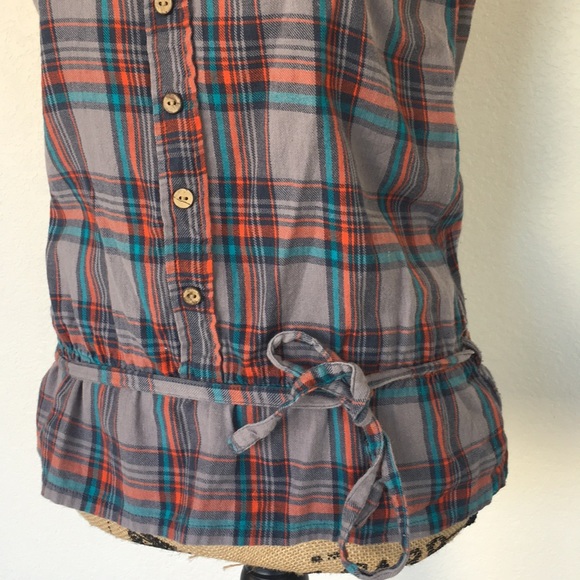Roxy grey plaid cute tank top size small - Picture 4 of 6